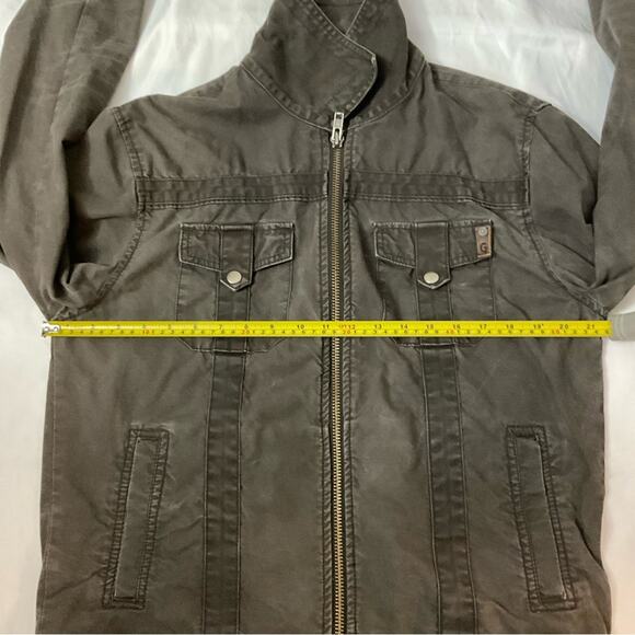 VTG Guess Jeans Brown Band/Military Flesh & Blood Jacket L Flawed Bikercore Punk - Picture 6 of 15